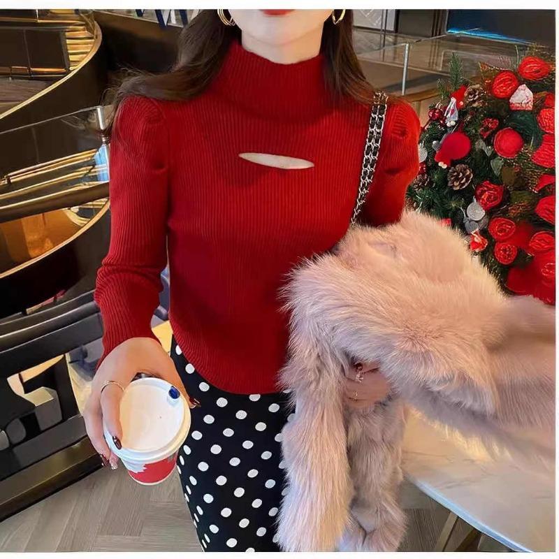 Fashion Hollow Out Turtleneck Autumn and Winter Pullover Sweater Women Knitted Bottom Shirt Long Sleeve Inner New Thin Top Casual Simple Clothing