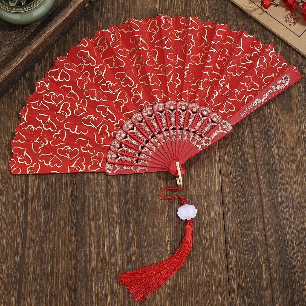 Classic Cheongsam Dance Fan Chinese Style Handmade Fan Traditional Folding Fan Photography Prop
