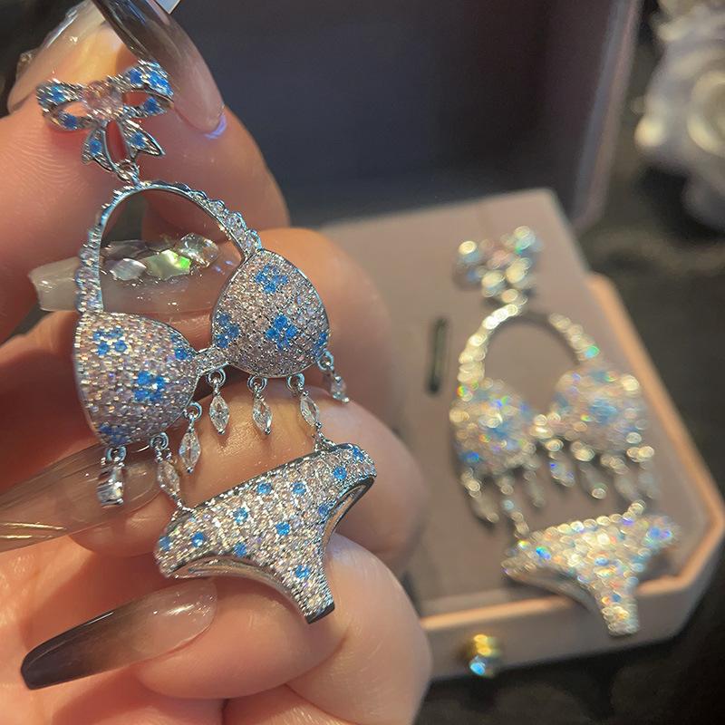 Bikini Panties Creative Butterfly Earrings Slightly Inlaid Zircon Personalized Popular Jewelry