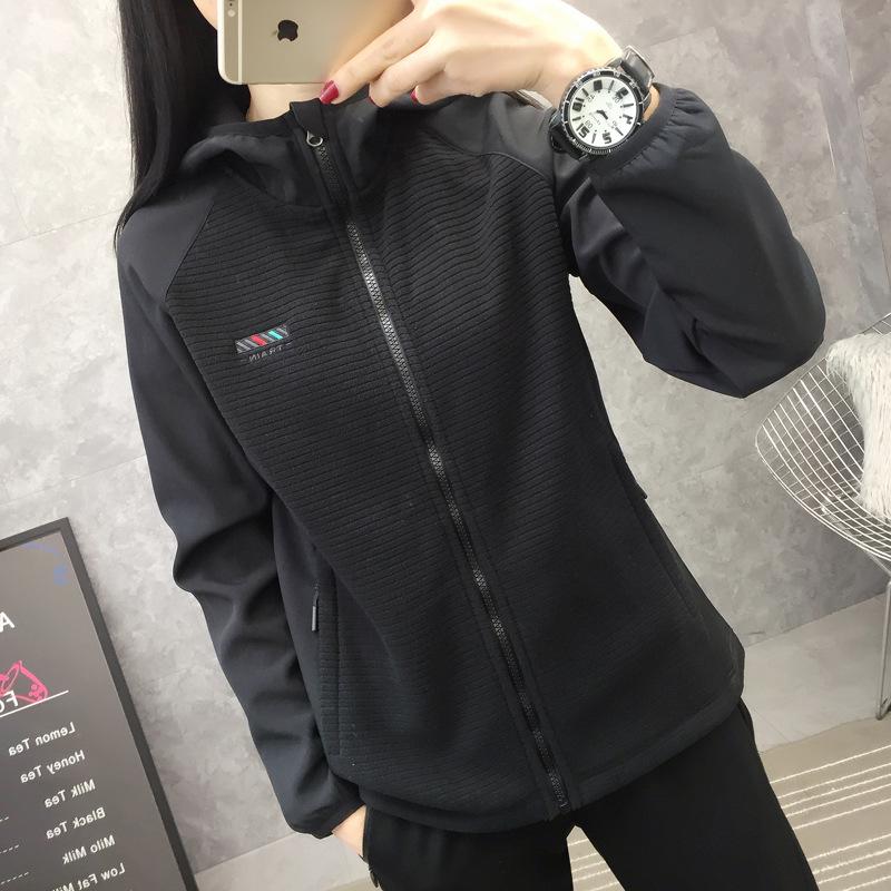 Women's Hooded Polar Fleece Softshell Jacket - Outdoor Windbreaker for Spring/Autumn