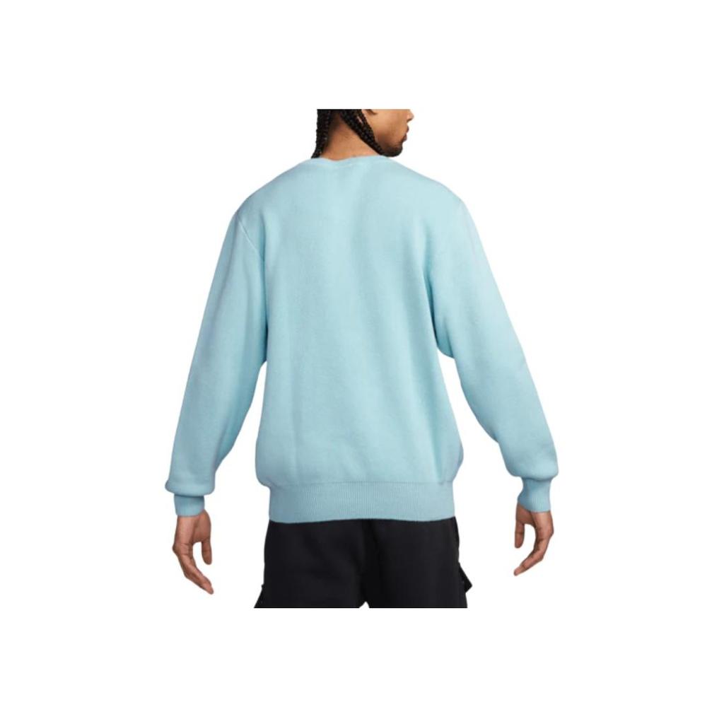 Nike Logo Embroidered Pullover Crew Neck Loose Long Sleeve Sweater Men Sweater Blue FQ2913-474