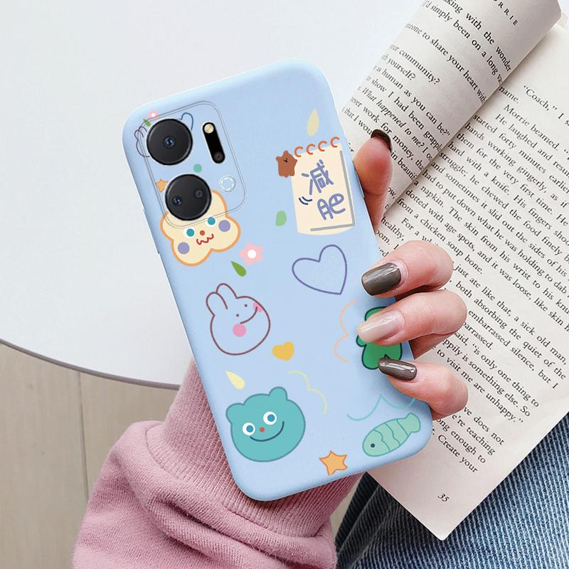 Case For Honor X7a 6.75 inch Cute Heart Flower Back Cover Soft Silicone Matte Protective Funda For Honor X7b X7c X7d X8b X8c TPU