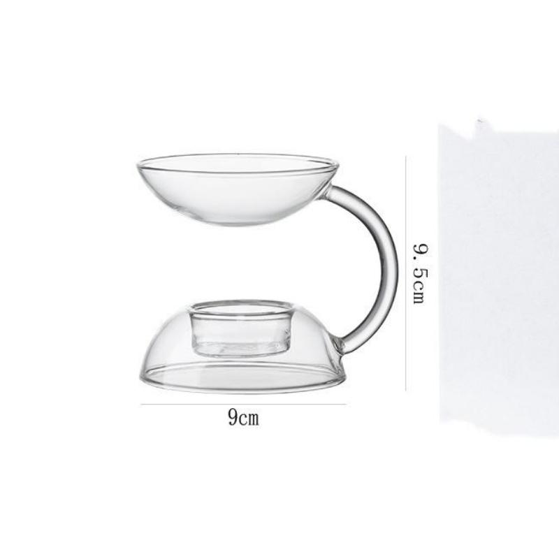 BRTransparent Glass Candlestick Candle Holder Scented Tray Scented Burner Essential Oil Candle Stick Holder Home DecorationEY