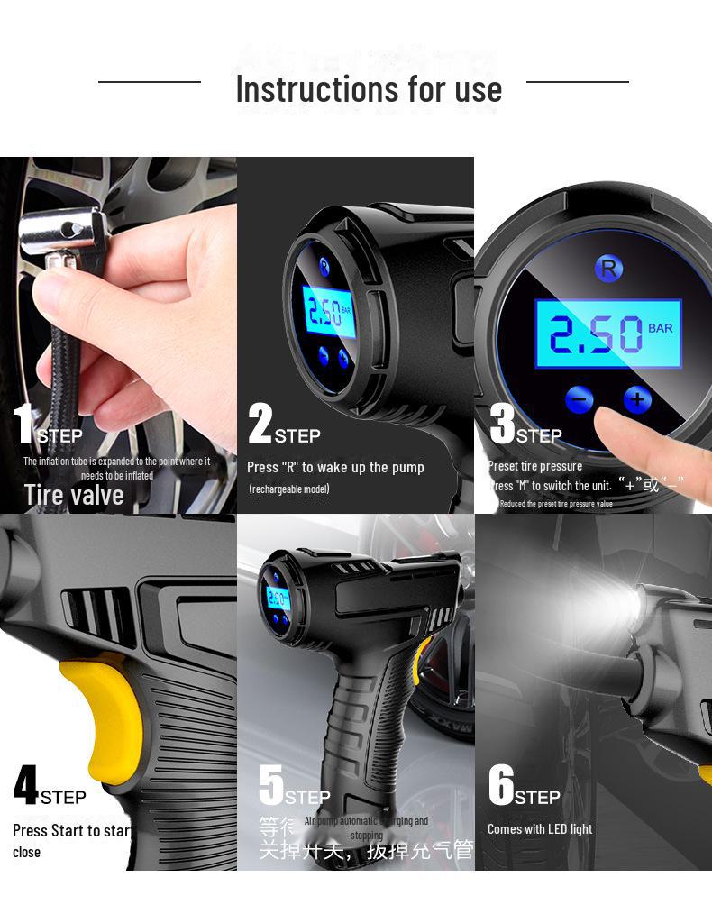 Trådløs digital skjerm bærbar dekkpumpe for bil- og husholdningsbruk