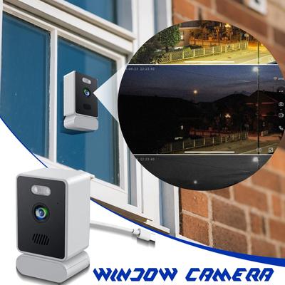 Fensterkamera, 2,4 GHz und WLAN-Innenkamera für Heimüberwachung, Hundekamera mit Montageaufkleber, KI-Farb-Nachtsicht, Personen- und Bewegungserkennung