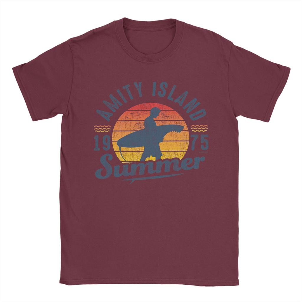 Unisex Amity Island Summer 0f 75 Jaws T Shirts 100 Cotton Clothes Casual Short Sleeve Round Neck Tee Shirt Classic TShirt