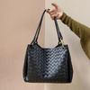 Borsa a tote in pelle a paracadute da donna intrecciata a mano a spalla a tracolla borsa cesto vegetale grande pendolare tendenza