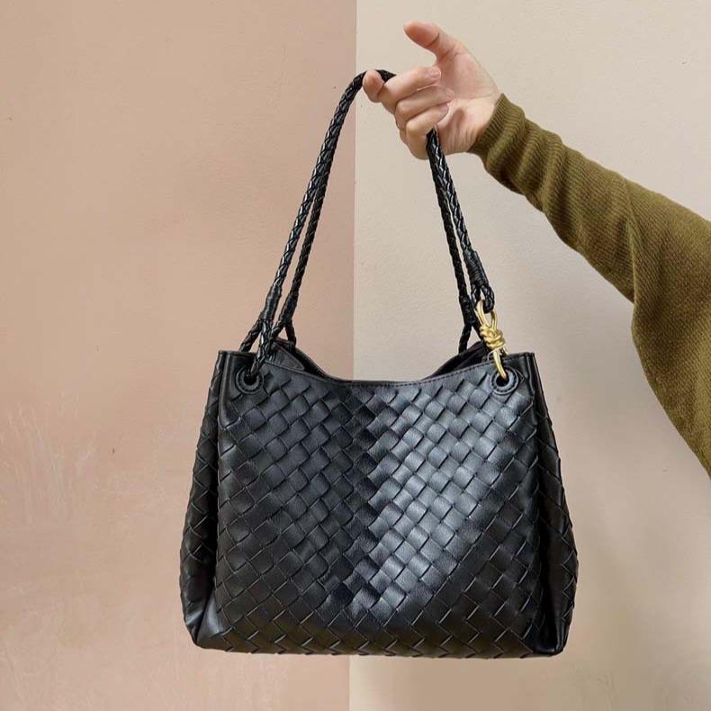 Borsa a tote in pelle a paracadute da donna intrecciata a mano a spalla a tracolla borsa cesto vegetale grande pendolare tendenza