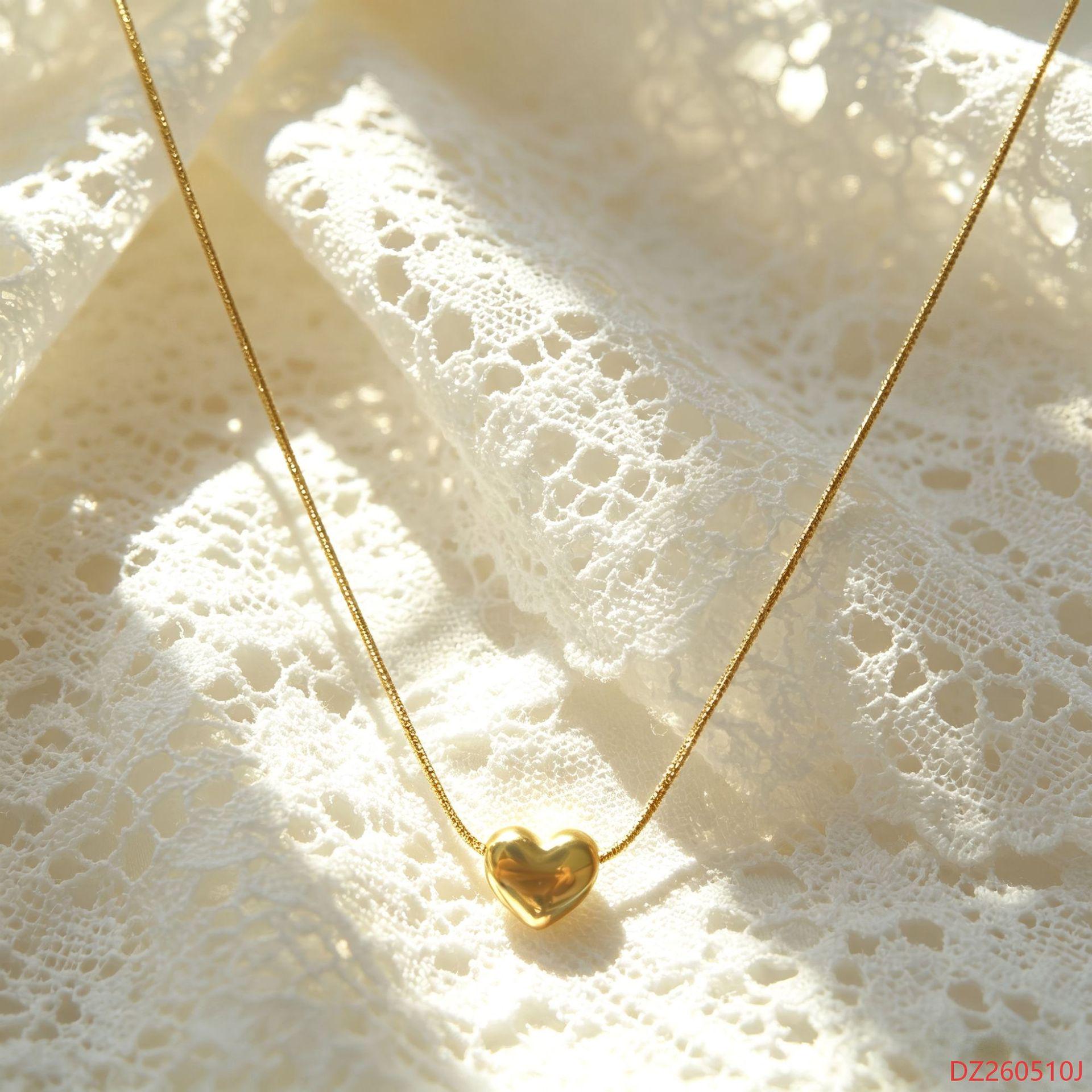 Women s Heart Pendant Cross Necklace - Elegant and Minimalist Design with Light Luxury Feel золотой