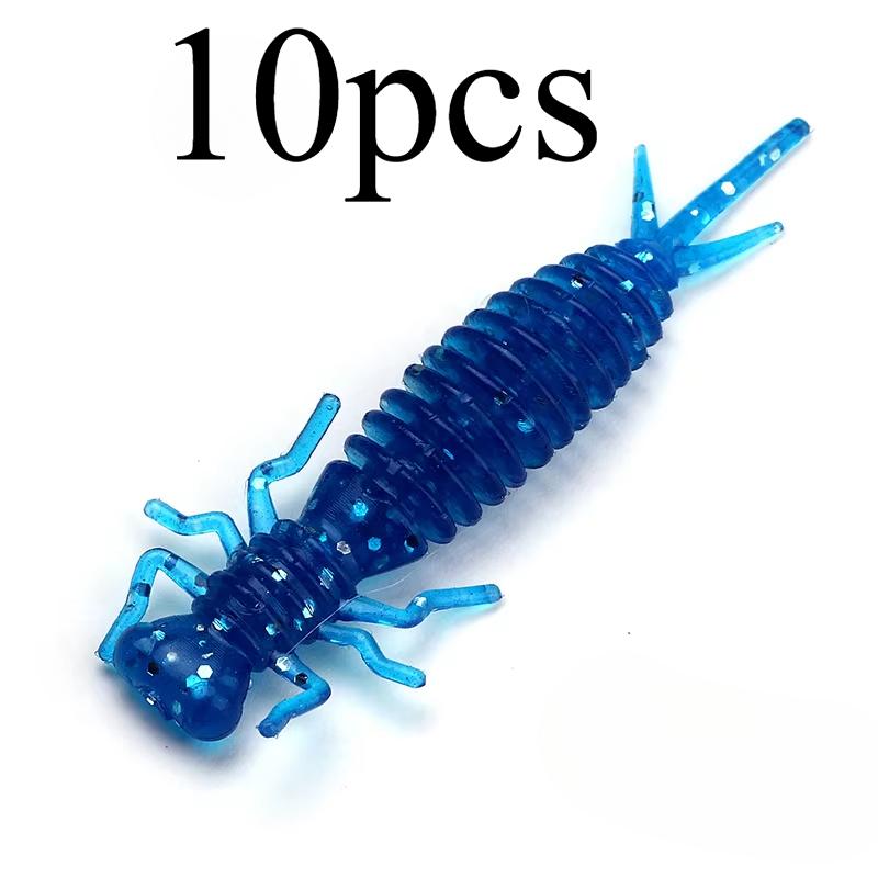 10pcs/lot Worm Larva Soft Lures Artificial Silicone Bait Bionic Dragonfly Lure Bait Soft Bait Hard Bait Spiral Sea FishingTackle