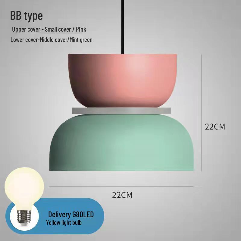 Nordic Macaron Halo Pendant Lamp - Modern Warm Lighting for Restaurants, Bars, and Bedrooms