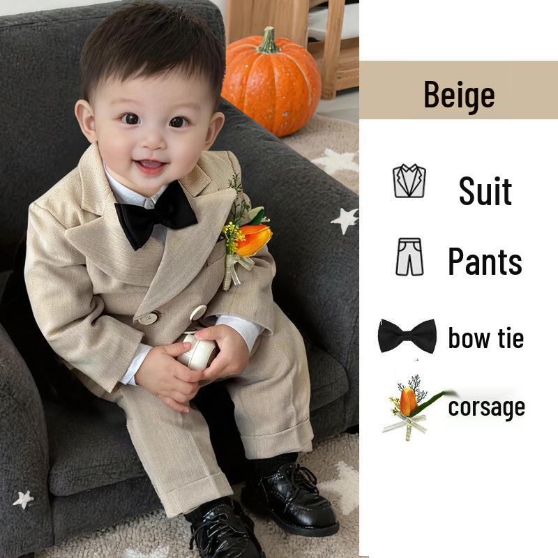 Jungen Anzug Frühling/Herbst: Erste Geburtstagsfeier Baby Formelle Kleidung, Britischer Stil Pageboy, Hochzeitsgast, Aufführungskostüm