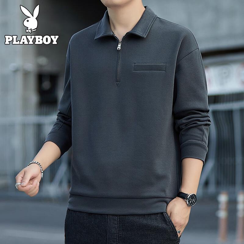 PLAYBOY Men s Long Sleeve Polo Sweatshirt L