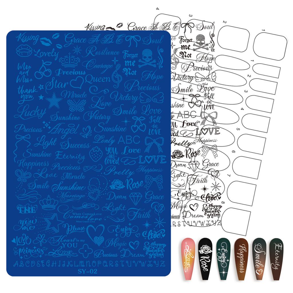 Nail Art Printing Steel Plate Lace Butterfly Rose Flower Floating Tie Plaid Pattern Nail Art Transfer Template Mold