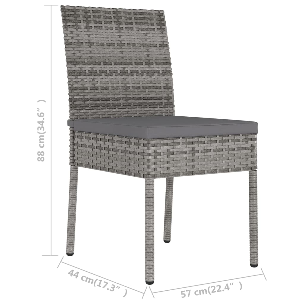Garden Dining Chairs 2 pcs Grey Poly Rattan