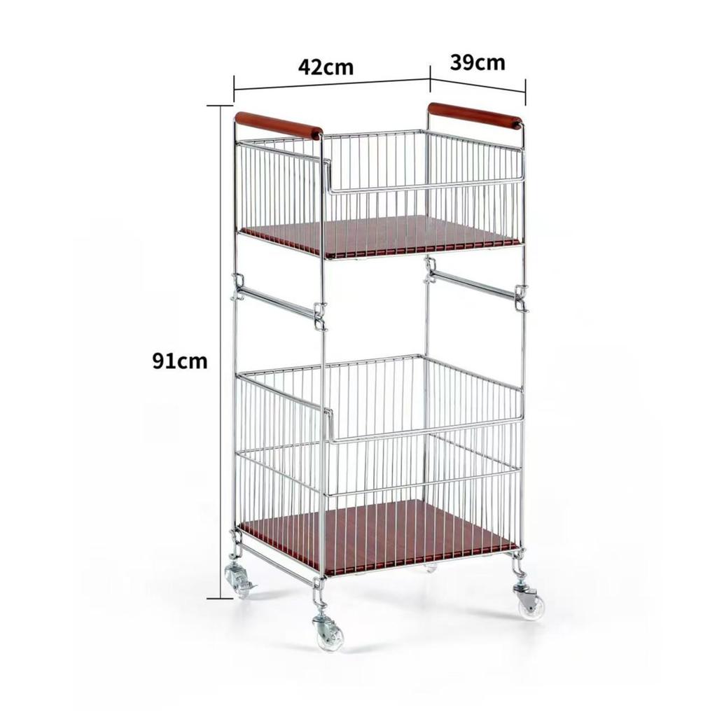 New Multi-layer Movable Laundry Basket with Removable Storage Rack for Balcony or Laundry Room