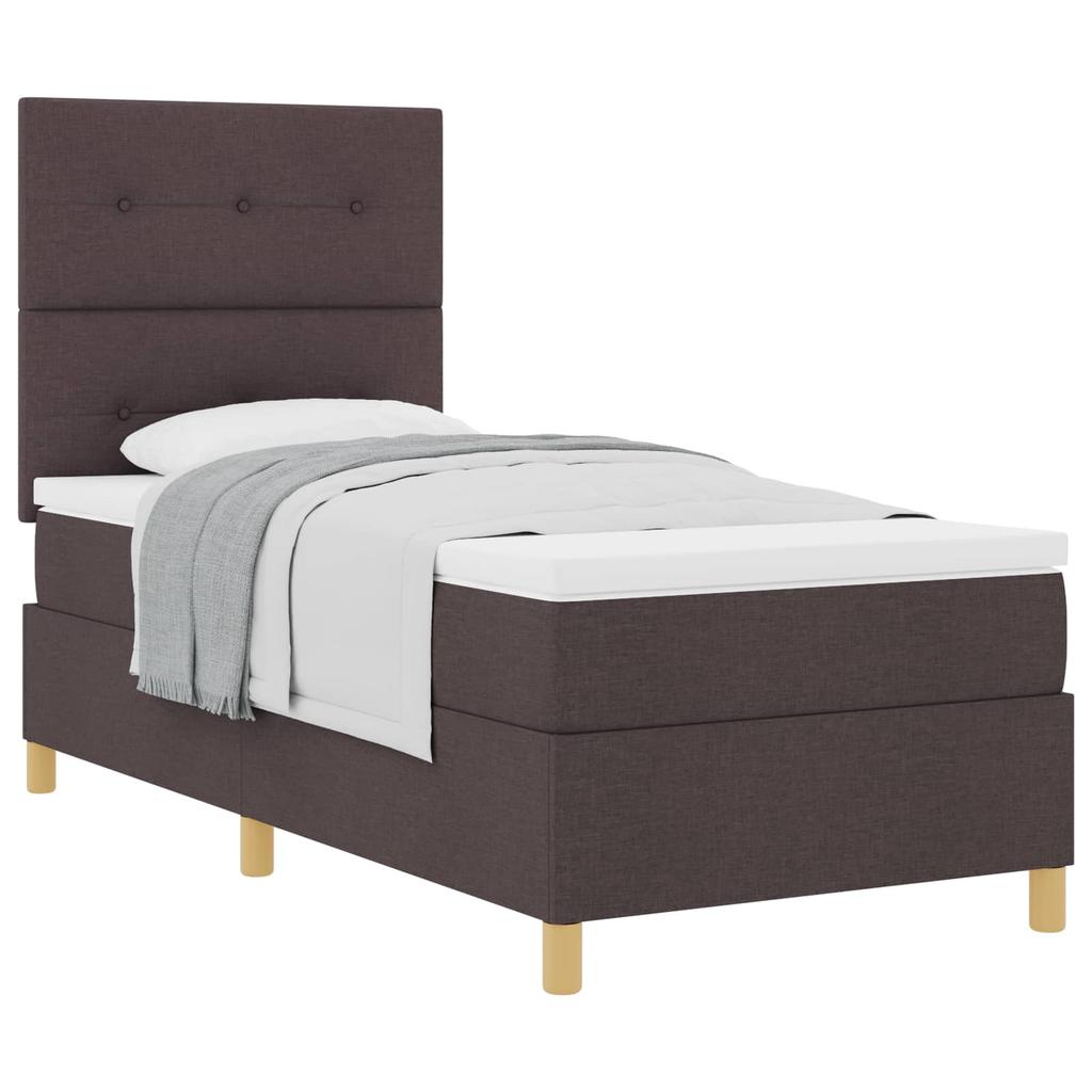 Boxspring bed with headboard Dark Brown 100 x 200 cm Fabric