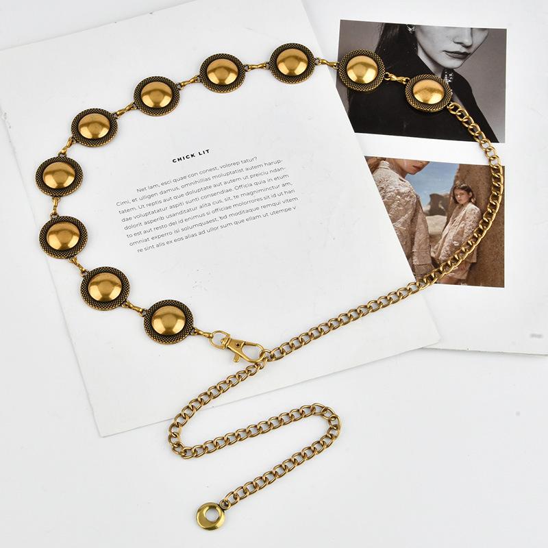 

Европейская и американская Высококачественная Металлическая Простая Цепочка на Талию с Двойным Диском Женский Дизайнерский Универсальный Пояс для Платья