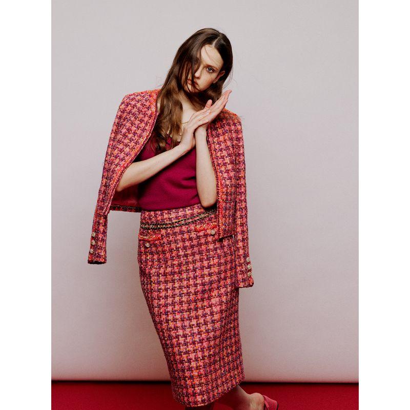 

Blacknini/European Import Luxury Brand Royal Fabric 7 M Handmade Ribbon Plaid Suit Skirt((In Stock)) XL