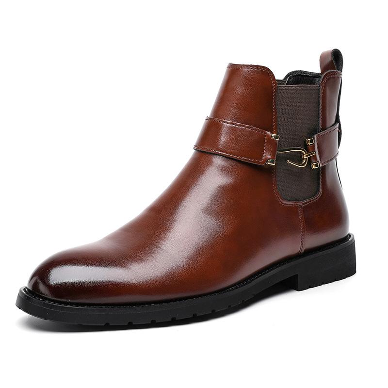 

European and American fashion trend short boots British gentleman leather boots men s large size 46 business leisure fashion autumn and winter foot bo 46