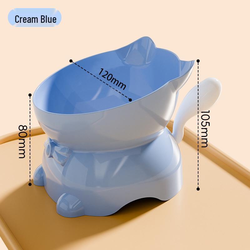 

Slanted Anti-Spill Stainless Steel Cat & Dog Bowl, Cartoon Design