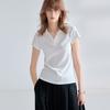 Noble Acetic Acid Linen Polo Shirt Women's Summer Lapel Top Commuter Slim Fit Design Lyocell Short-sleeved T-shirt