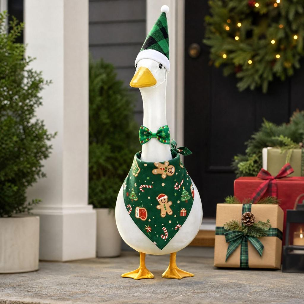 Christmas Costume Set with Santa Hat, Bib and Tie for Outdoor Yard Garden Decoration