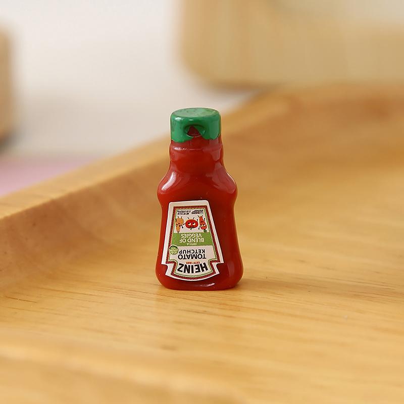 10 шт. Кукольный домик Миниатюрная банка джема с клубничным соусом Кухонные пищевые аксессуары Мини-кетчуп Имитация еды для игр