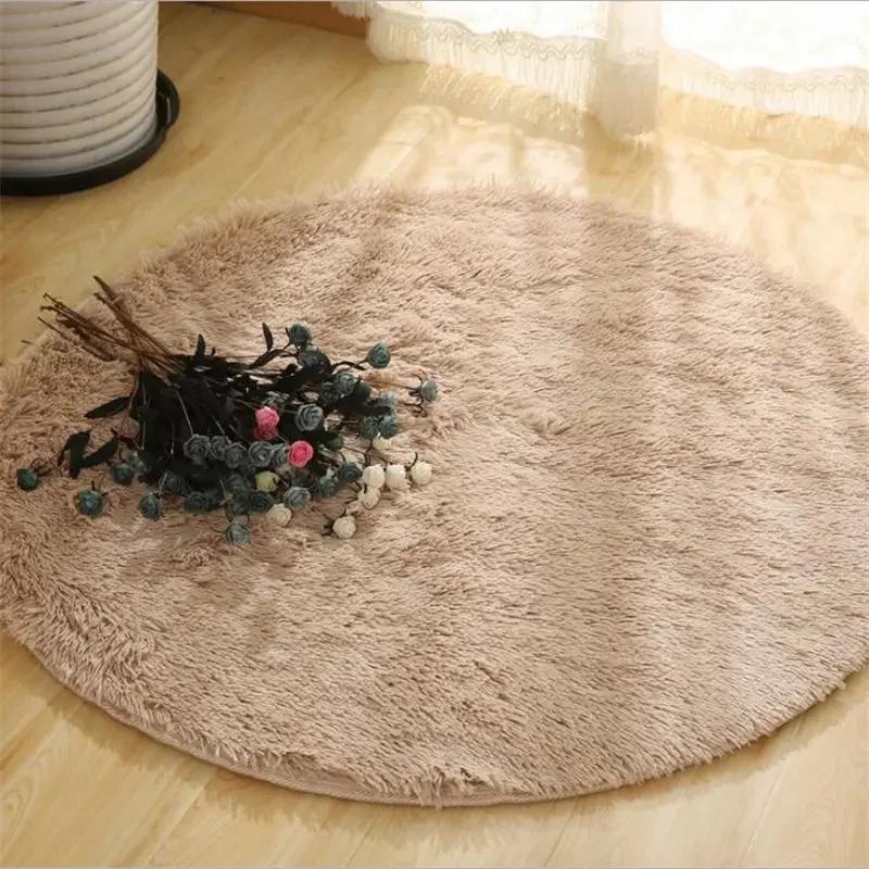 Super Soft Plush Round Rug Mat Fluffy White Carpets for Living Room Home Decor Bedroom Kid Room Decoration Salon Thick Pile Rug