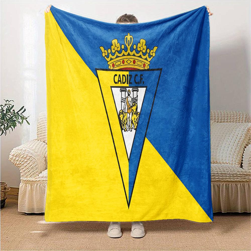 Cadiz Cf Badge Design Flannel Blanket, Soft Polyester, Modern Design, All-Season for Camping, Travel, Gifts for holidays or birthdays