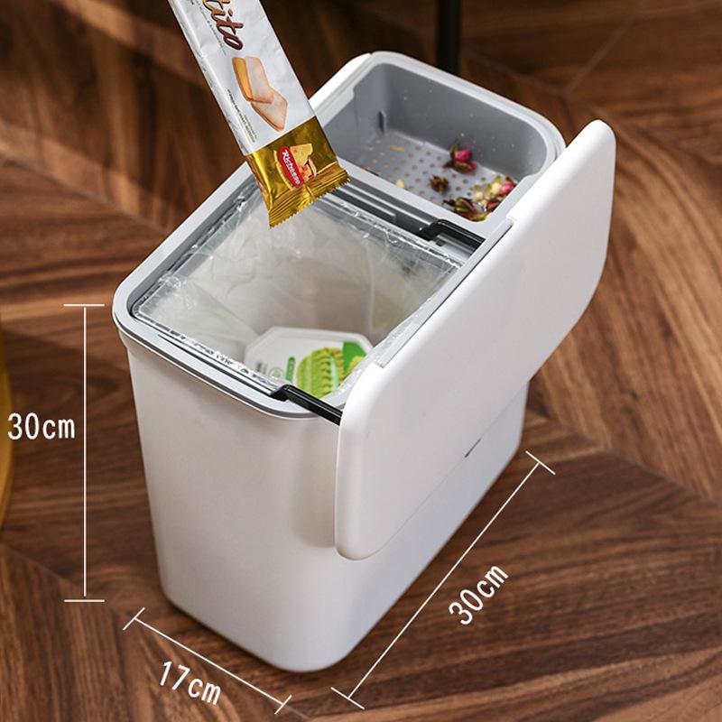Hanging Kitchen Trash Can with Sliding Lid and Inner Bucket for Household Use