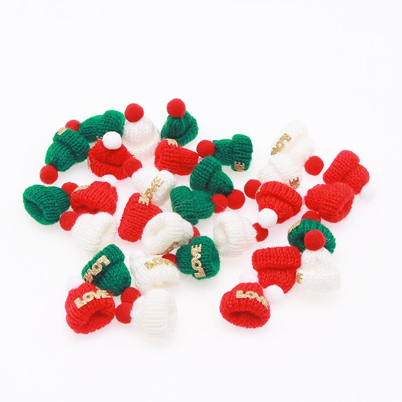 10/20pcs 3.5*4.5cm Mini LOVE Knitted Hat Christmas Decoration Festival Celebration Decor Gift Hat Hairpin Accessories Small Hat