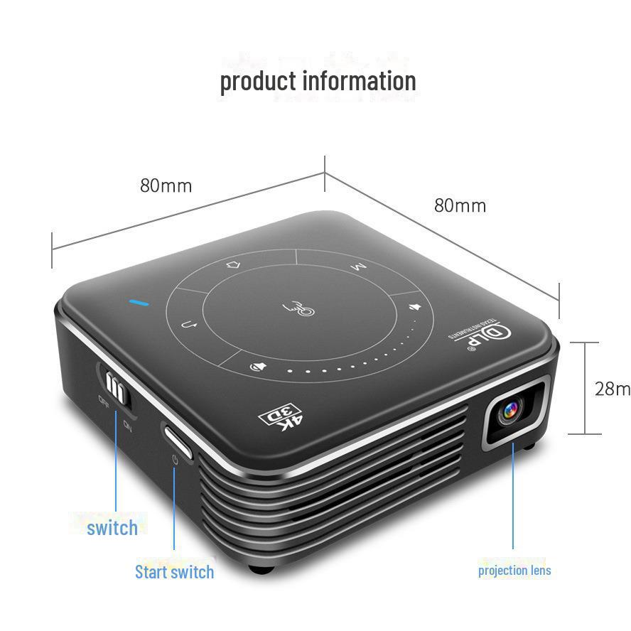 Warranty-Backed 3D 4K Mini Smart Projector with 16GB