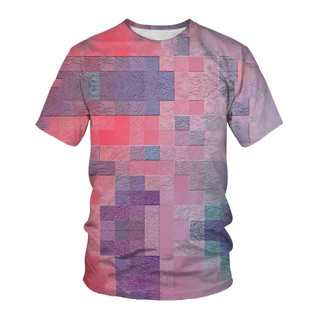 Summer Men's 3D Printed Crew Neck T-Shirt Fashion Versatile Trend Casual Breathable