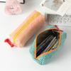 Ins Style Large Capacity Cosmetic Bag Portable Makeup Pouch Travel Toiletry Bag Color Block Plaid Pencil Case for Women Girls