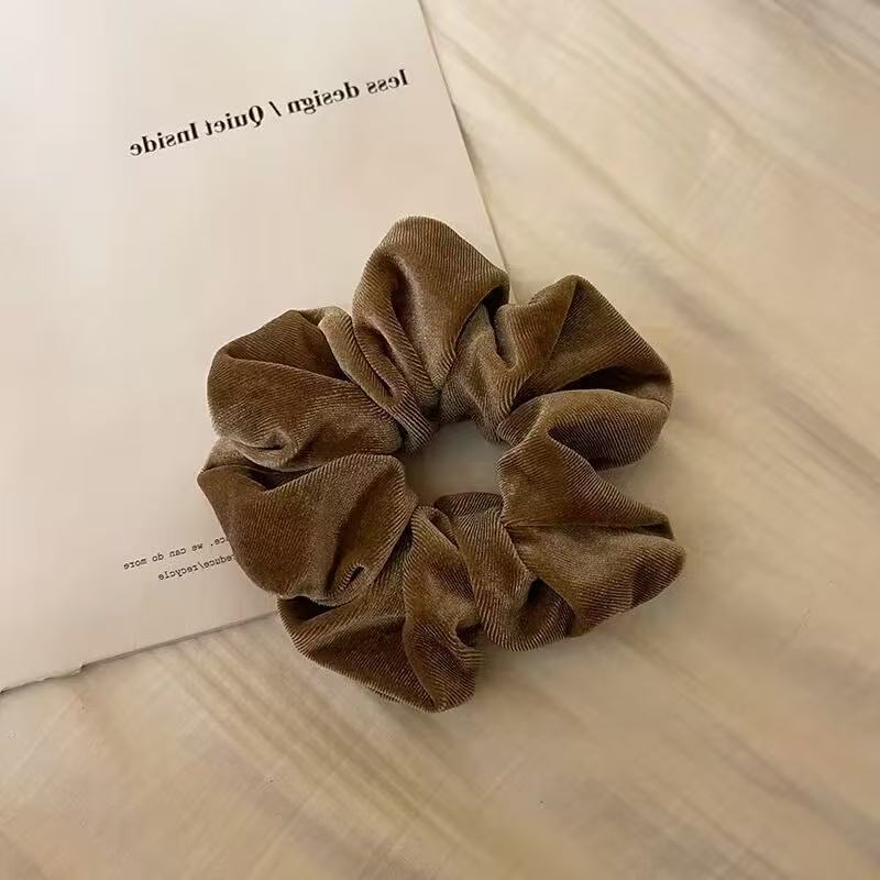 Large Velvet Hair Ring, Warm Color Fashion Large Intestine Ring, Autumn and Winter Hot Selling Hair Ring Solid Color Fabric Elastic Headband Hair