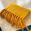 Versatile soft waxy solid color imitation cashmere fringed scarf women's winter lengthened warm thickened scarf shawl