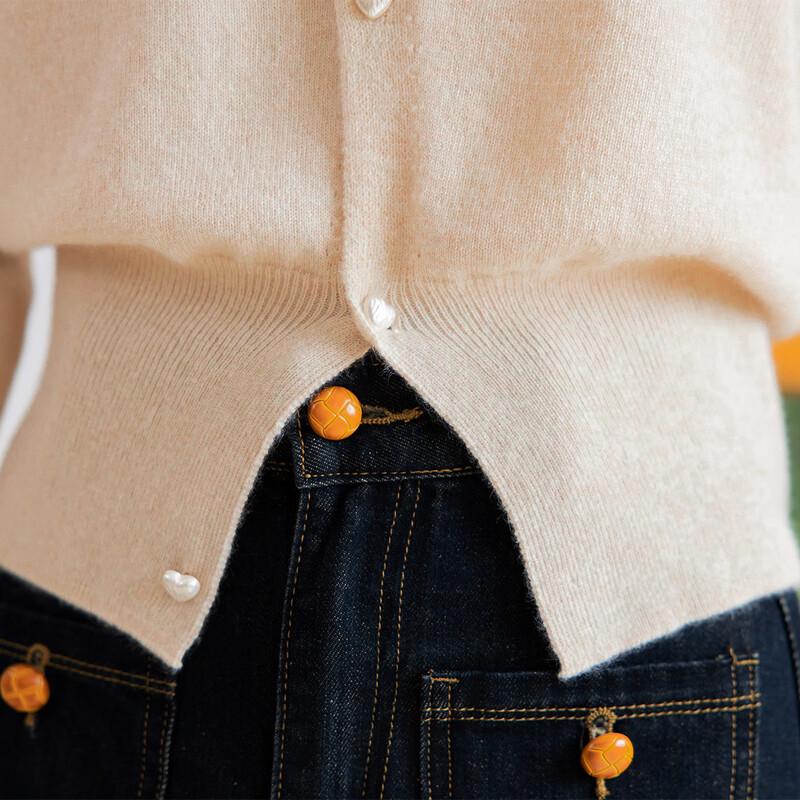 ITISF4 100% Cashmere Heart Button Cardigan Sweater