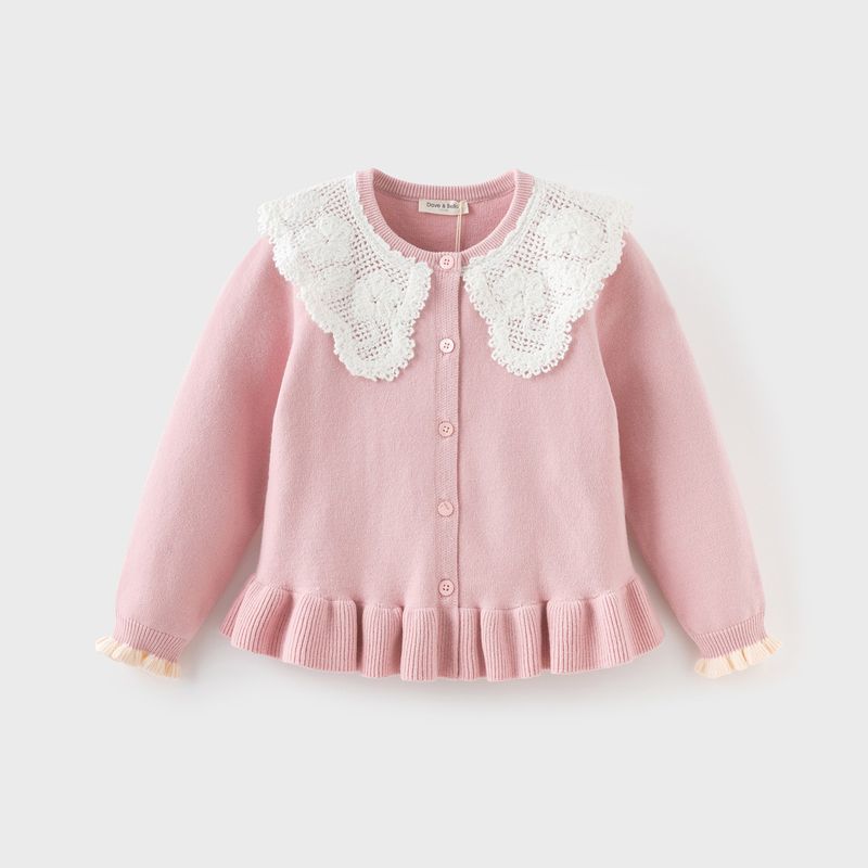 David Bella Girls  Knitwear Children s Sweater Cardigan 2026 New Spring Outfit Top Sweet Jacket for Older Girls Pink [Ready in Stock] 150