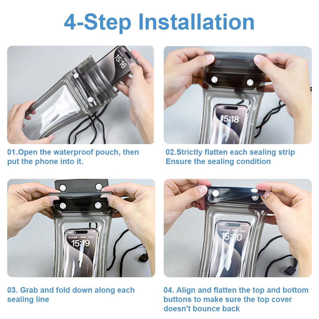 Underwater Phone Protector Touchable Waterproof Transparent with Lanyard Case for Swimming&Diving Universal Sealed CellPhone Bag