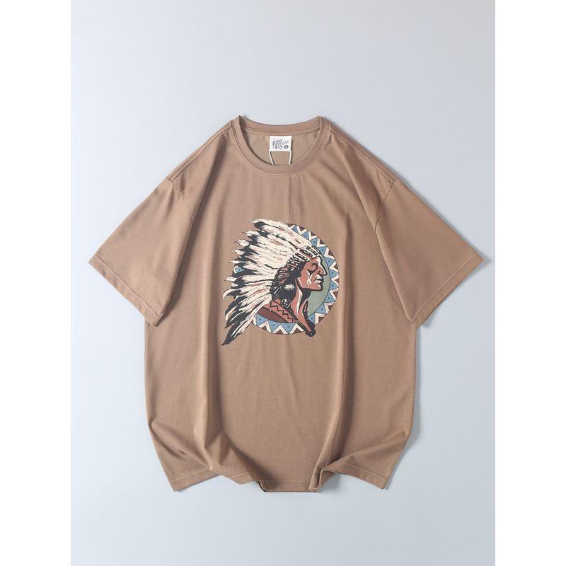 Vintage Trendy Printed Short-Sleeve T-Shirt for Men, Summer Casual Versatile Mercerized Cotton Tee, Export Surplus with Tags Removed