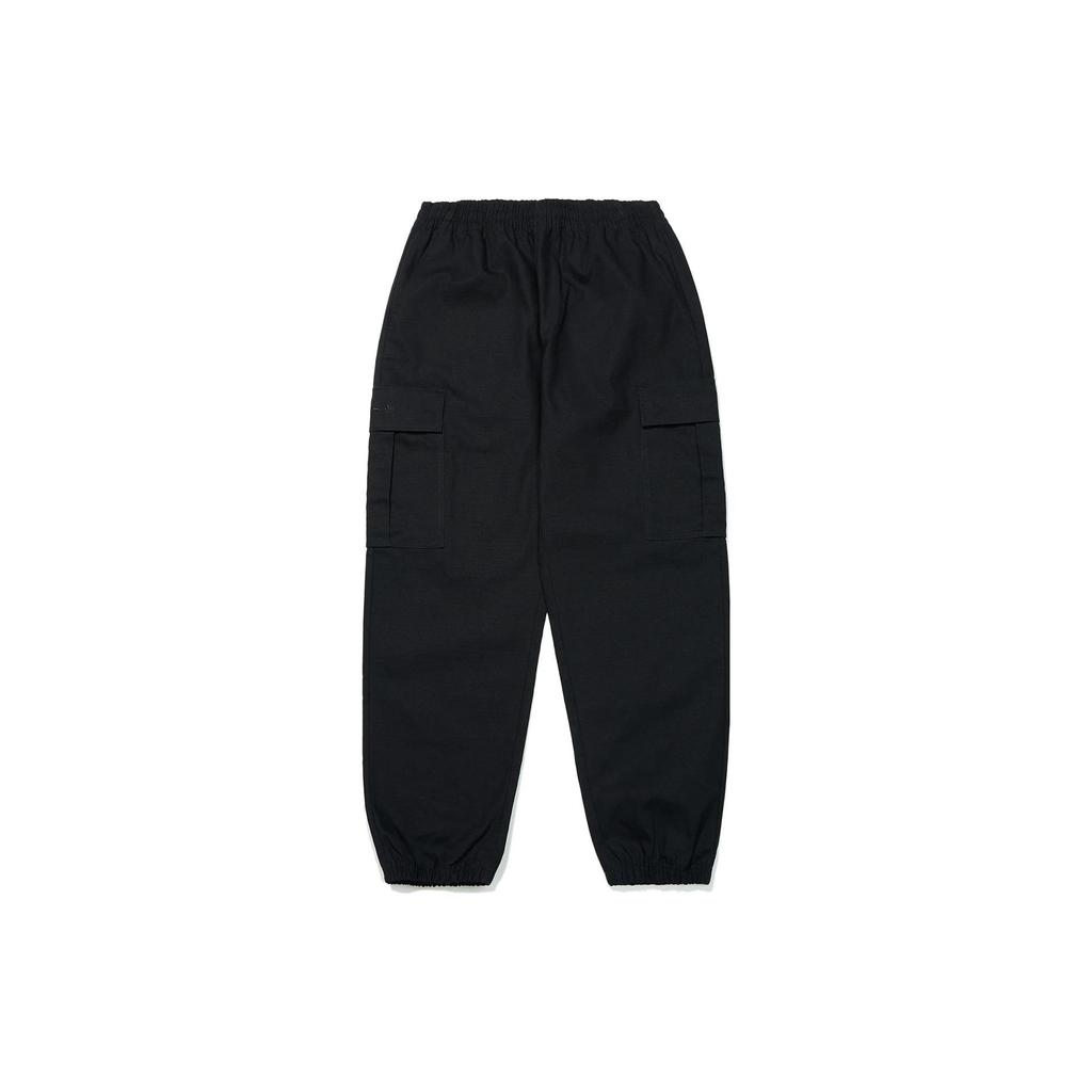 Li Ning Sports Trend Series Solid Color Brand Logo Embroidered Cuffed Sweatpants Men Bottoms Black AKXT001-2