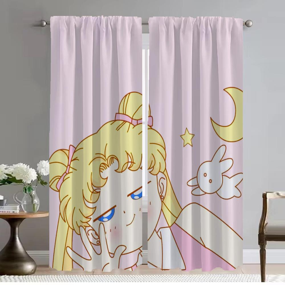 Partition Moon Girl Blackout Curtain for Room 2 Panel Modern Living Room Curtains for Camera Home Interior Curtains Shades Child