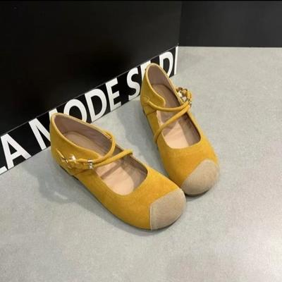 Mode Frühling Neue Flache Schuhe Damenmode Runde Zehenpartie Flacher Ausschnitt Wildleder Weiche Sohle Rutschfest Verschleißfest Einzelne Schuhe
