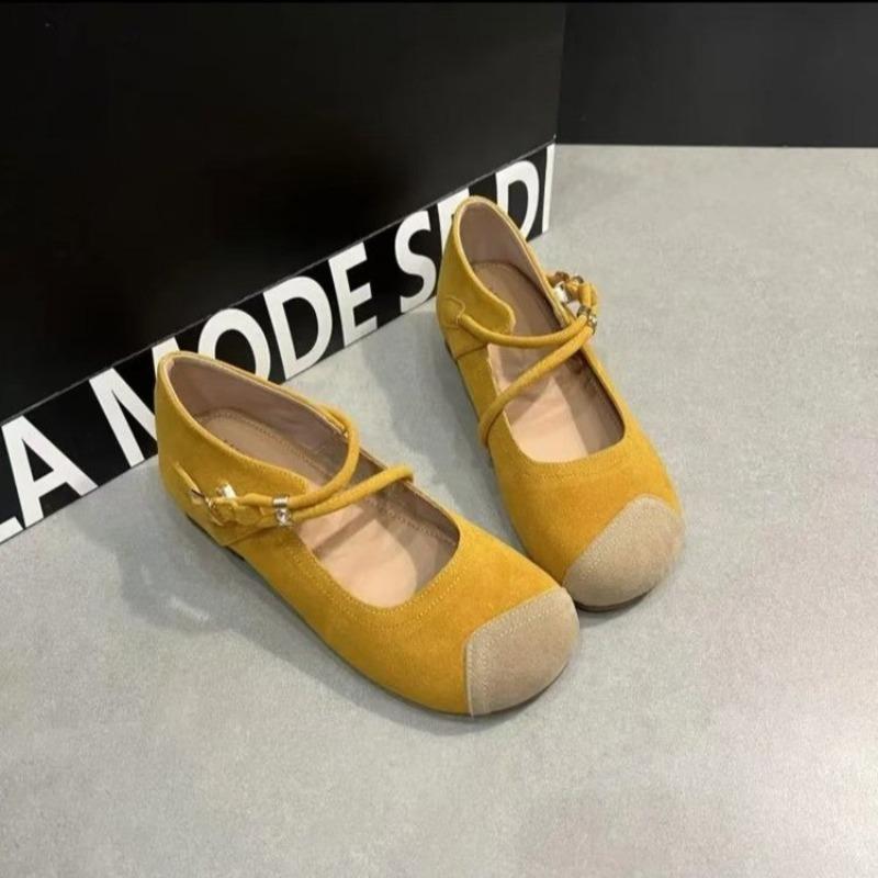 Spring New Flat Shoes Women's Round Head Shallow Mouth Suede Soft Sole Anti-slip Wear-resistant Single Shoes