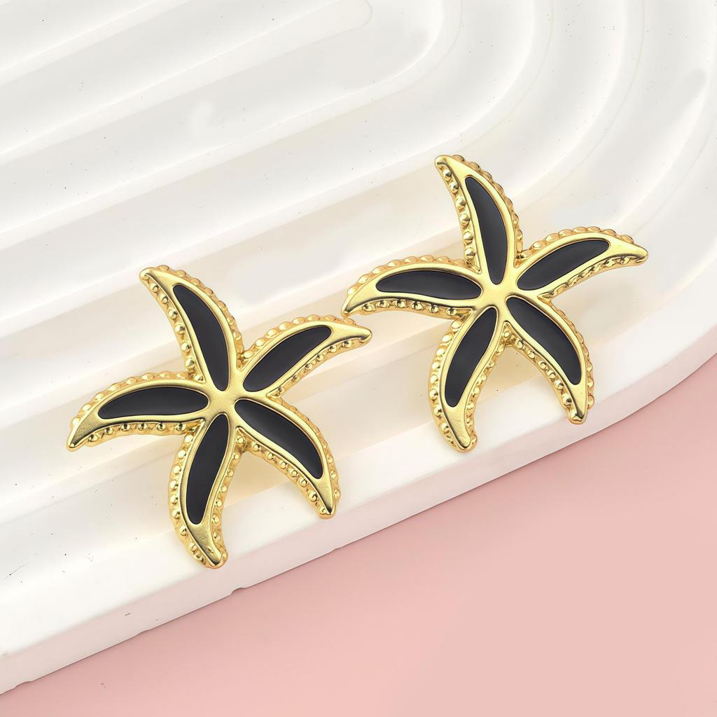 New Fashion Stainless Steel Starfish Drip Oil Earrings for Women - Light Luxury Versatile Ear Jewelry
