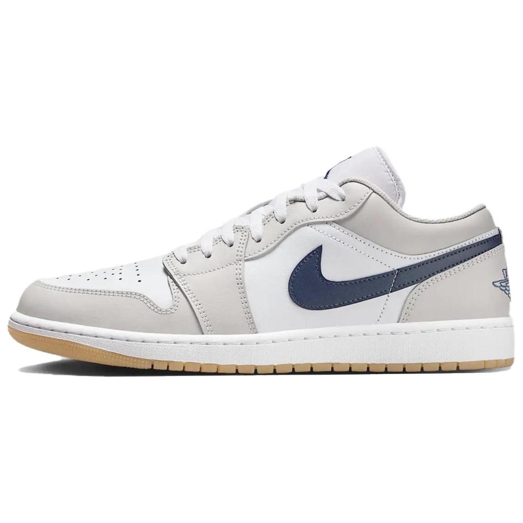 Jordan Air Jordan 1 Slip Resistant Abrasion Resistant Low Top Vintage Basketball Shoes Unisex Gray White Brown 553558-146(Team1180-)
