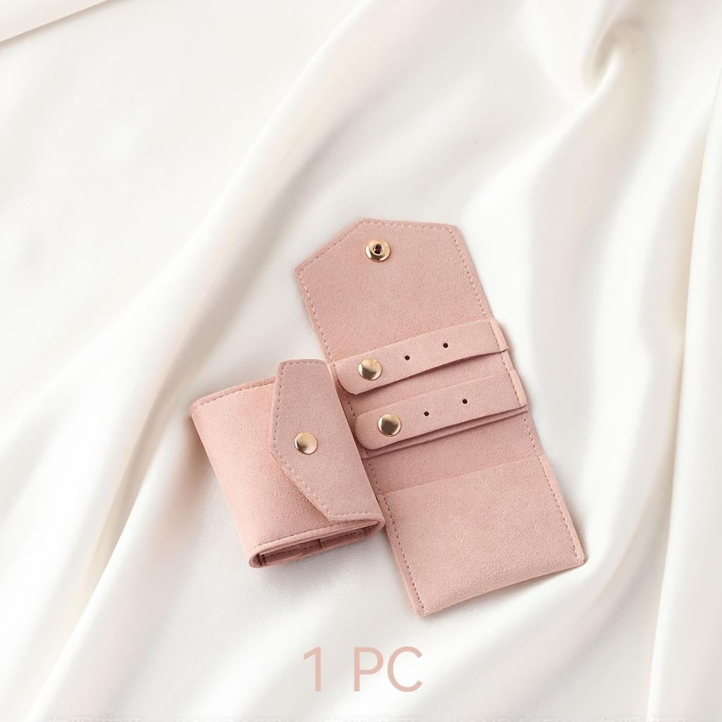 1 Stück Wildleder Schmuckaufbewahrung Faltbeutel Mini Schmuck Organizer Tasche Süßes Geschenk für Frauen Geeignet für Ring Ohrring Halskette Aufbewahrung