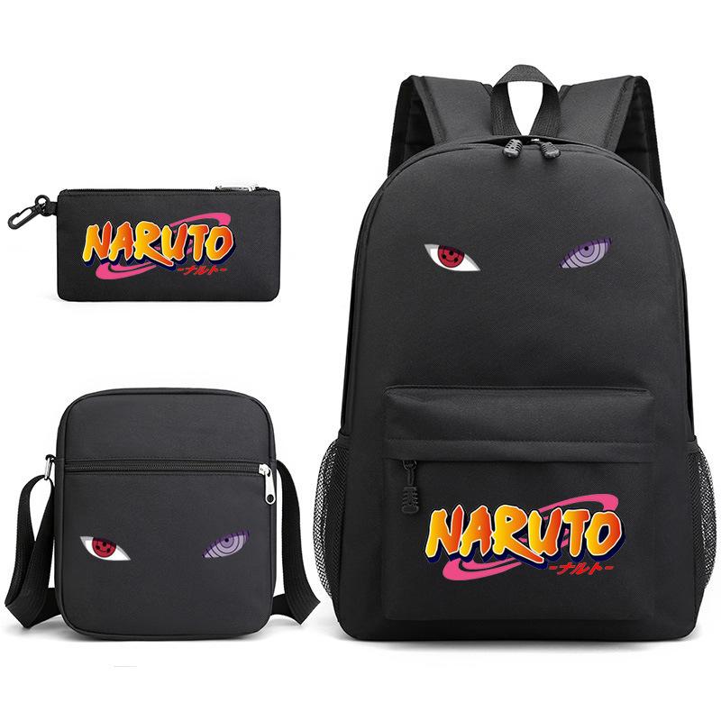 Naruto Starry Sky School Bag Three-Piece Shoulder Bag Pencil Case Anime Cartoon Backpack Male