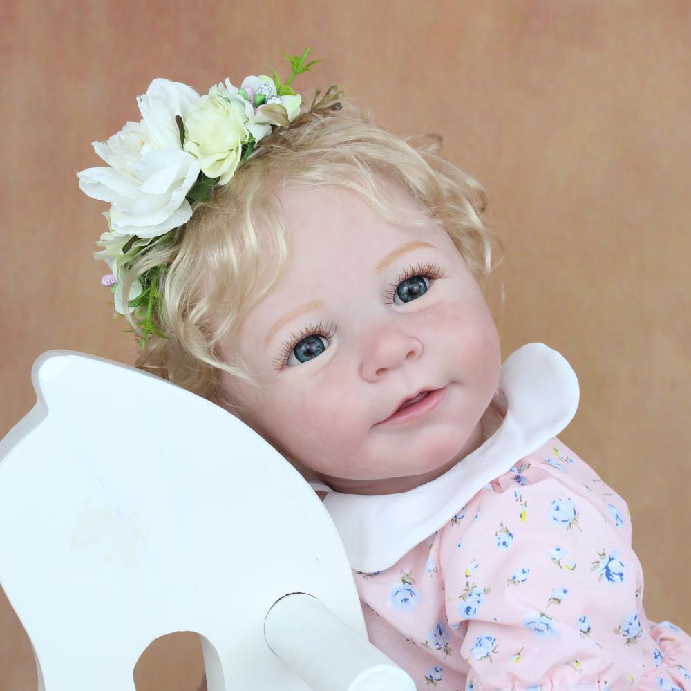 BZDOLL 55 CM 22 Inch 3D-Paint Skin Soft Vinyl Reborn Baby Toddler Finished Doll Have Blood Vessels and Bloodshot Cloth Body Lisa Girl Toy
